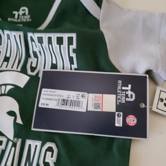 Michigan State Spartans One Piece Creeper Baby Infant 12 Months Set Green NWT - Picture 11 of 14